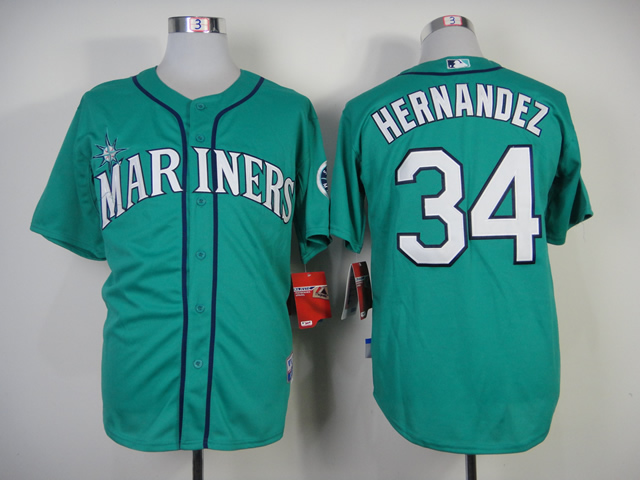 Men Seattle Mariners 34 Hernandez Green MLB Jerseys